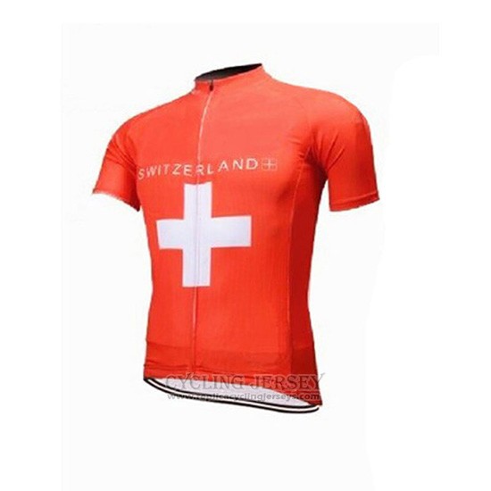 2018 Cycling Jersey Switzerland Red Short Sleeve and Bib Short
